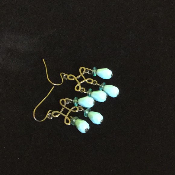 Turquoise 1” drop boho earrings - Picture 3 of 4